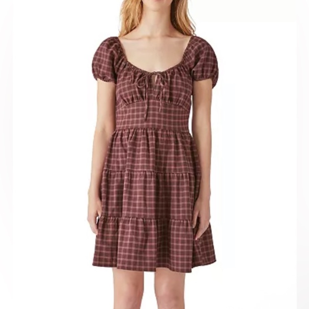 NWT Lucky Brand Plaid Cap Sleeve Dress Size XL